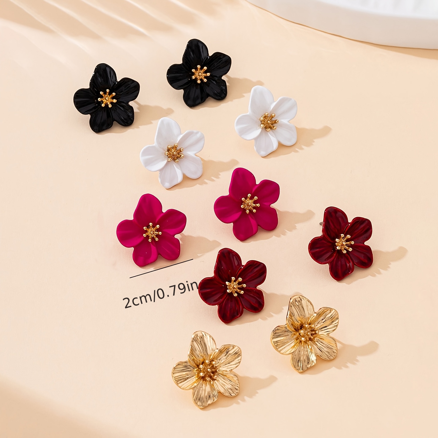 5 Pairs Holiday Flower Shaped Earrings Set